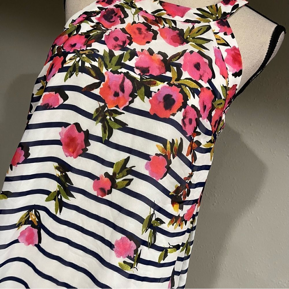 Betsy Johnson‎ a-line striped floral halter dress - Picture 2 of 15